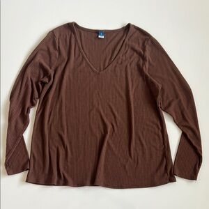 Old Navy Brown Long Sleeve Relaxed Blouse